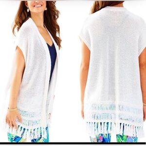 NWT Lilly Pulitzer White Open Bedford Cardigan sz S/M, relaxed fit, msrp $128.